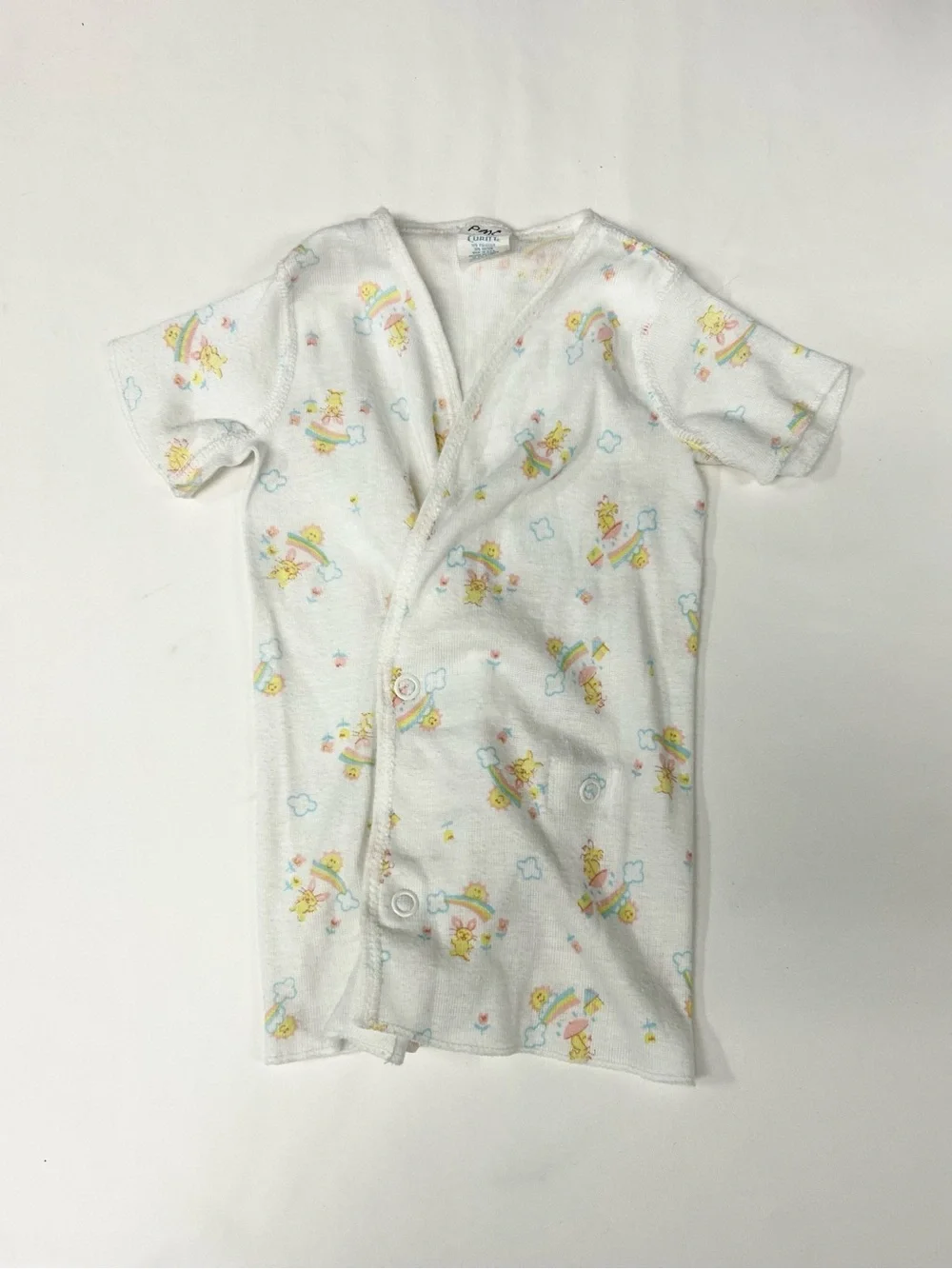 Vintage 1980s Carters Knit One Piece Rainbow Teddy Snap Shirt Baby